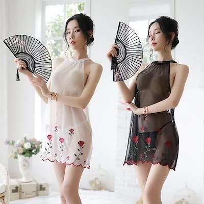 新品登場 セクシーランジェリー ローズ恋人 チャーミング 刺繍 透明 スリング ナイトドレス パジャマ 2色