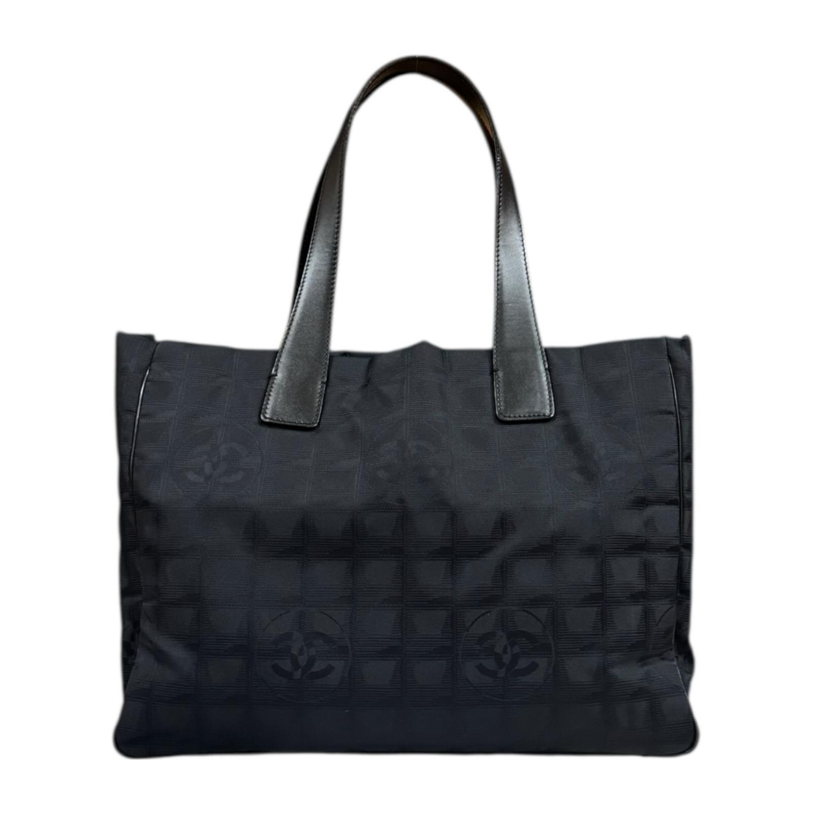 シャネル トートMM ニュートラベル トートバッグ ナイロンジャガード A15991 ブラック CHANEL 中古