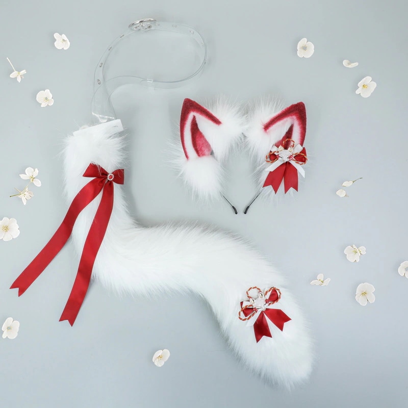 モコモコ耳カチューシャコスプレコミケアイテム稲禾神狐シミュレーション獣耳獣尾セット