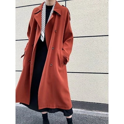 2024秋冬新作アウターレディーストレンチコート韓国ファッション長袖トップスセミロング英倫風
