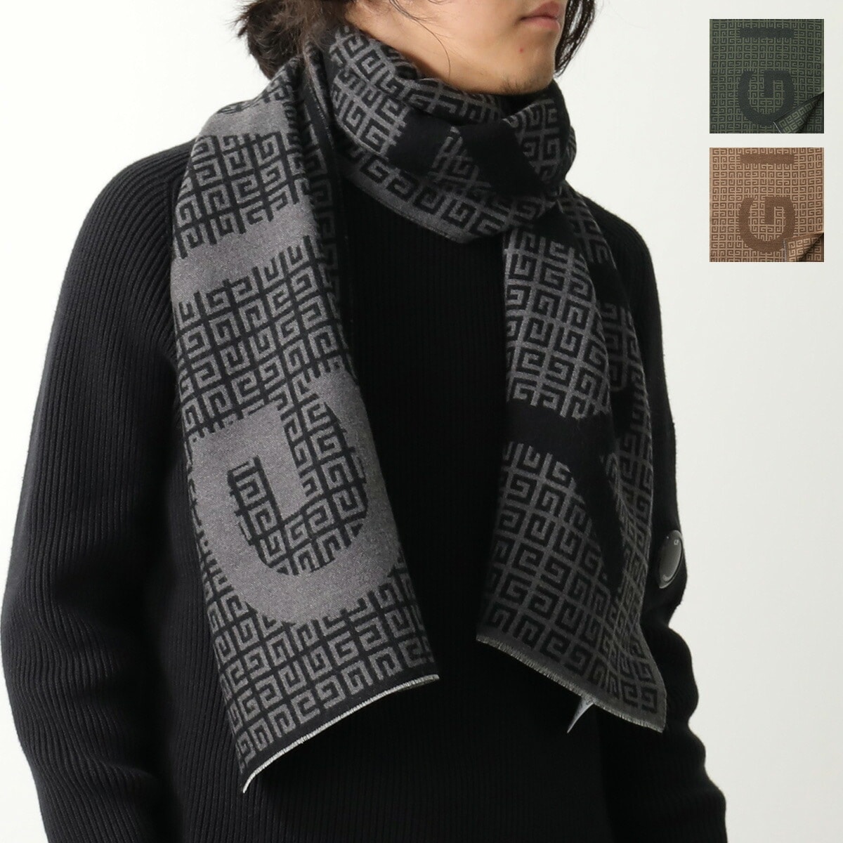 GIVENCHY ジバンシィ マフラー J6261 メンズ ストール ロゴ シルクブレンド 4G カラー3色