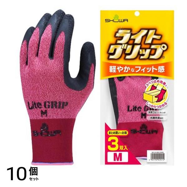 ショーワグローブ No.341 ライトグリップ Mサイズ レッド 3双入 10個セット