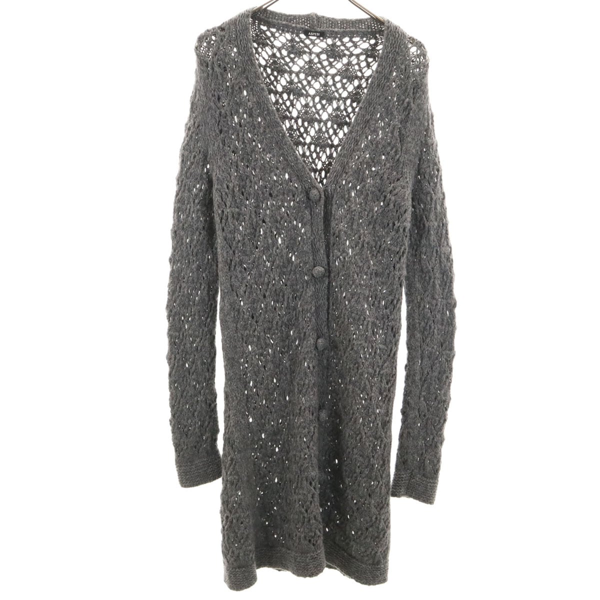 イタリア製 長袖 ニットカーディガン グレー レディース 古着 4,496円