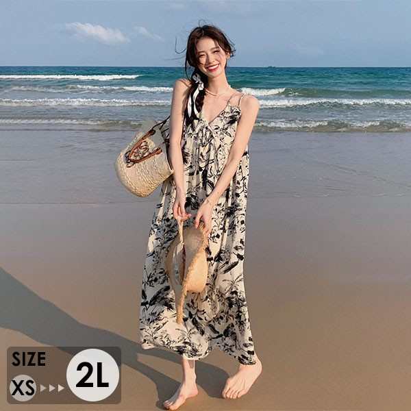 リゾートワンピ 大人可愛い 夏ワンピース 韓国 おしゃれ セクシー キャミソール キャミワンピ リゾートワンピース 体型カバー レディース