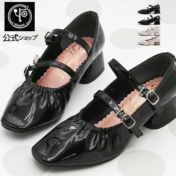 【公式SHOP特典キズ補修液付】 ヨースケ YOSUKE ストラップパンプス シャーリング スクエアトゥ レディース ぺたんこ 歩きやすい 2.5cm ローヒールパンプス 靴