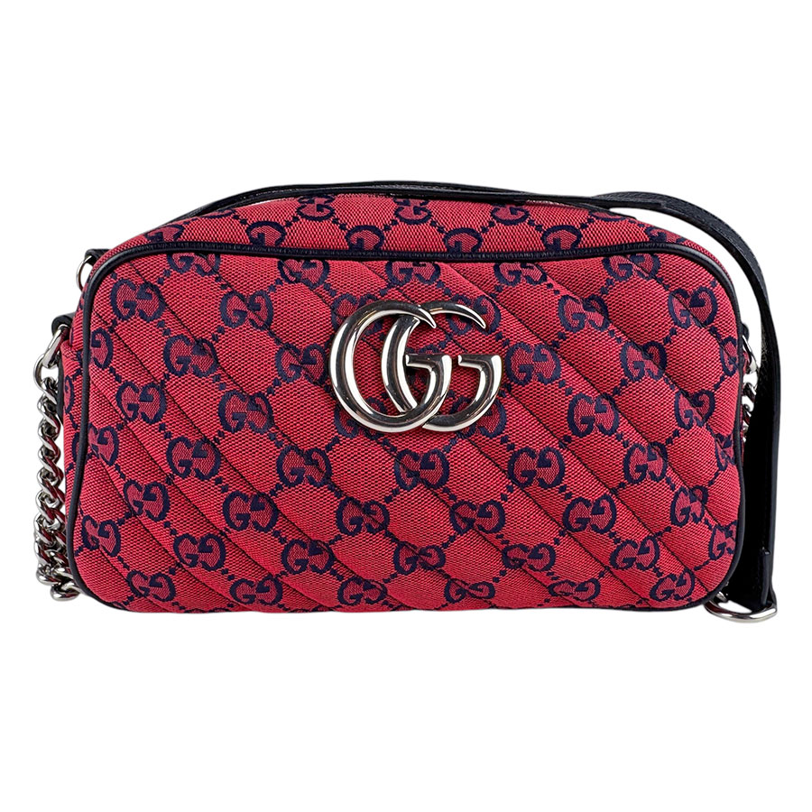 グッチ GUCCI 斜め掛けショルダーバッグ GGマーモント GGキャンバス/レザー レッド×ネイビー レディース 447632 z4654