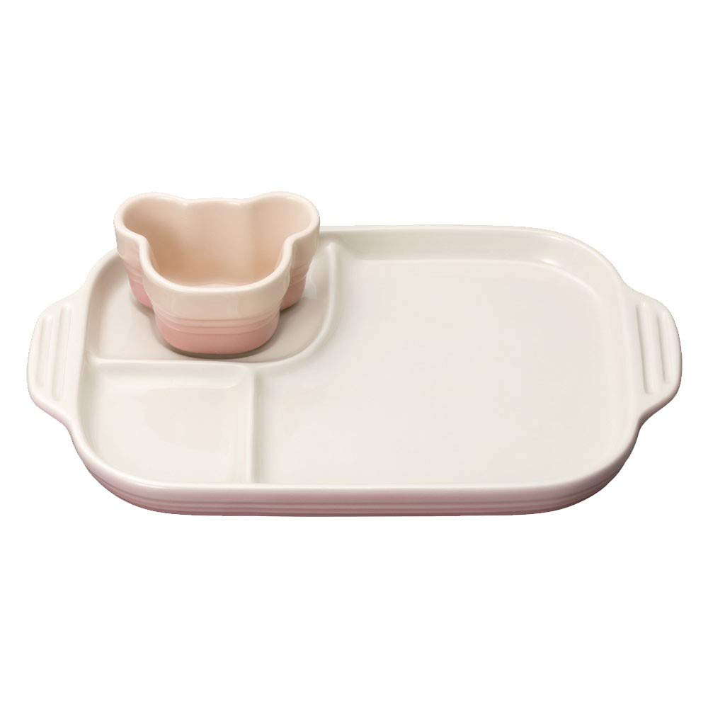ル・クルーゼ(Le Creuset) 皿 子ども ベビー・マルチプレート&ラムカン ミルキーピンク 耐熱 耐冷 電子レンジ オーブン 対応 出産祝い お食い初め 女の子 ギフト 【日本正規販売品】