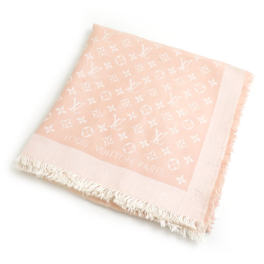 ルイ ヴィトン LOUIS VUITTON ストール モノグラム シルク/ウール ライトピンク レディース M72046 56057i