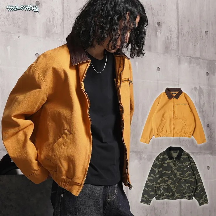 クロップド丈 デトロイト ジャケット メンズ ブルゾン レディース きれいめ 綿100 アウター 春 春服 韓国ファッション ストリート系 ブランド ストリートファッション ライトジャケット 短丈 シ