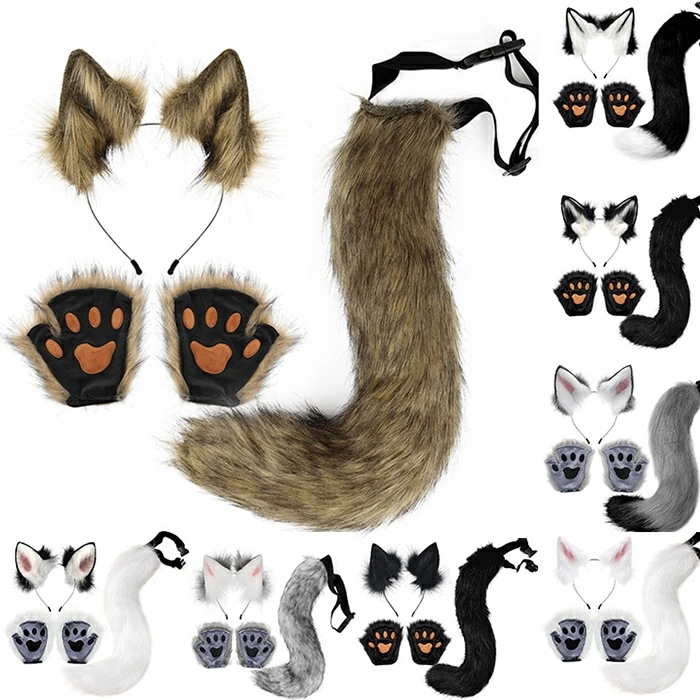 超人気,大特価 コスプレ道具 狐耳 しっぽ 爪 3点セット ふわふわ フォックス イヌ カチューシャ式 髪飾り コスチューム用小物 柴犬 狐 尻尾 狐耳 猫鈴 犬耳 つけ耳 豆柴 秋田犬 犬 狼 猫耳