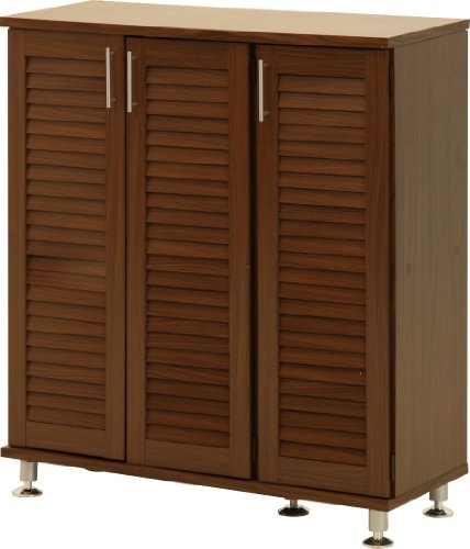 不二貿易 下駄箱 シューズボックス 6段 幅90.5奥行33高さ101cm ブラウン 可動棚 ルーバータイプ 靴箱 リビング収納 ワイド 9