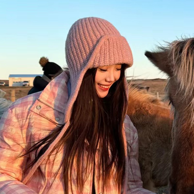 ニット帽 帽子 秋冬 サイクリング 暖かい 肌に優しい 伸縮性 防風防寒耳当て 丸顔に その他 帽子 韓国ファッション