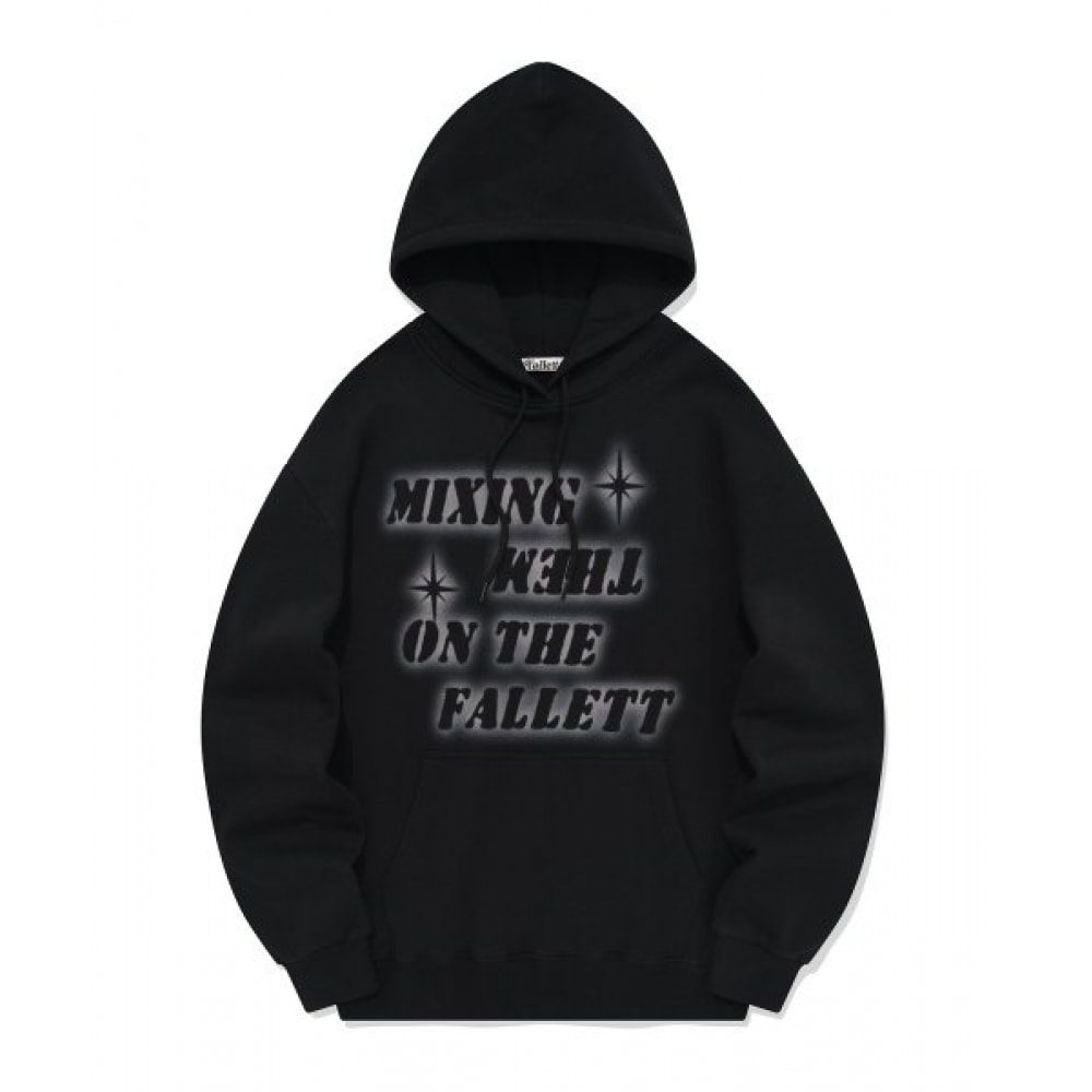 ファレットオーバーレイタイポパーカーブラック