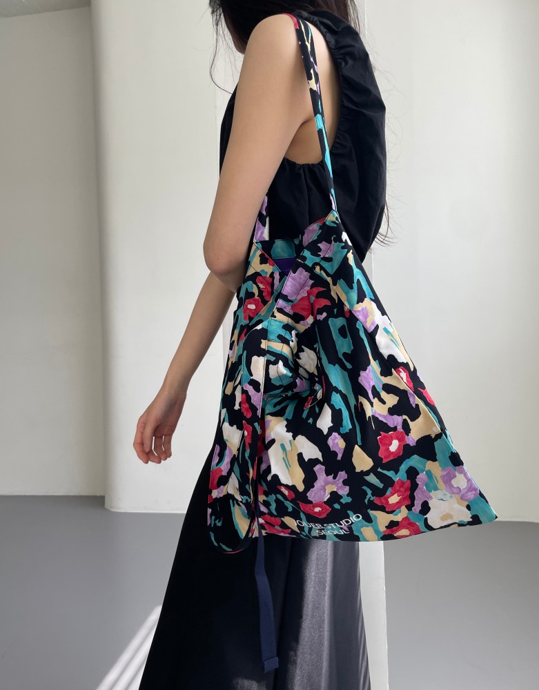 Black Flower Basic Bag