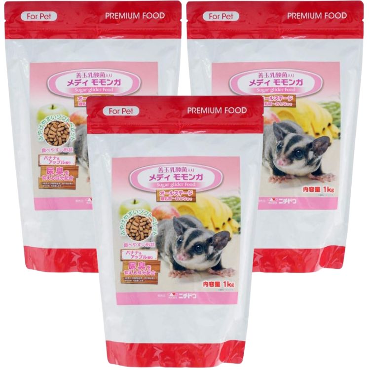 3個セット ニチドウ メディモモンガ 1kg 日本動物薬 モモンガ フード 餌 フクロモモンガ マルチサプリ 乳酸菌 善玉菌 腸内環境 健康管理