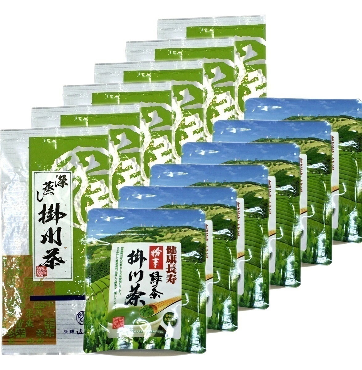掛川茶 掛川深蒸し茶+掛川粉末茶セット 12袋セット(600g+300g) 日本茶 お茶 茶葉 煎茶 国産 粉末茶 静岡茶 粉末緑茶 緑茶 ギフト 父の日 御中元 2026 プチギフト お茶 内祝い