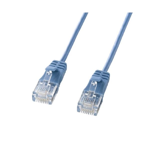 (まとめ)サンワサプライ カテゴリ6準拠極細LANケーブル (ブルー1m) KB-SL6-01BL(×10セット)