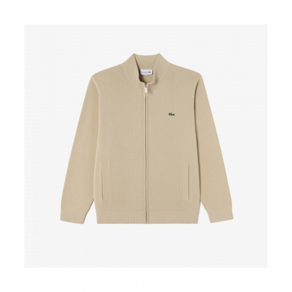 LACOSTE メンズベーシックフルジップアップカーディガン [ベージュ]