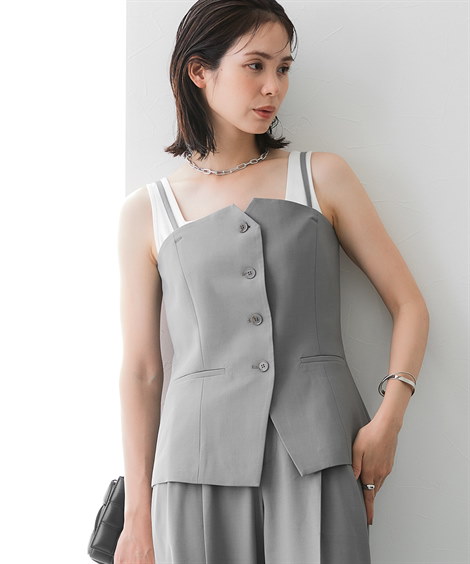 Qoo10 ニッセン フロントボタンビスチェ パンツスーツ [