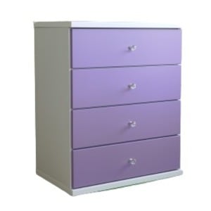 コンパクトチェスト 幅59.5cm 4段 パープル スライドレール付き 木製チェスト チェスト