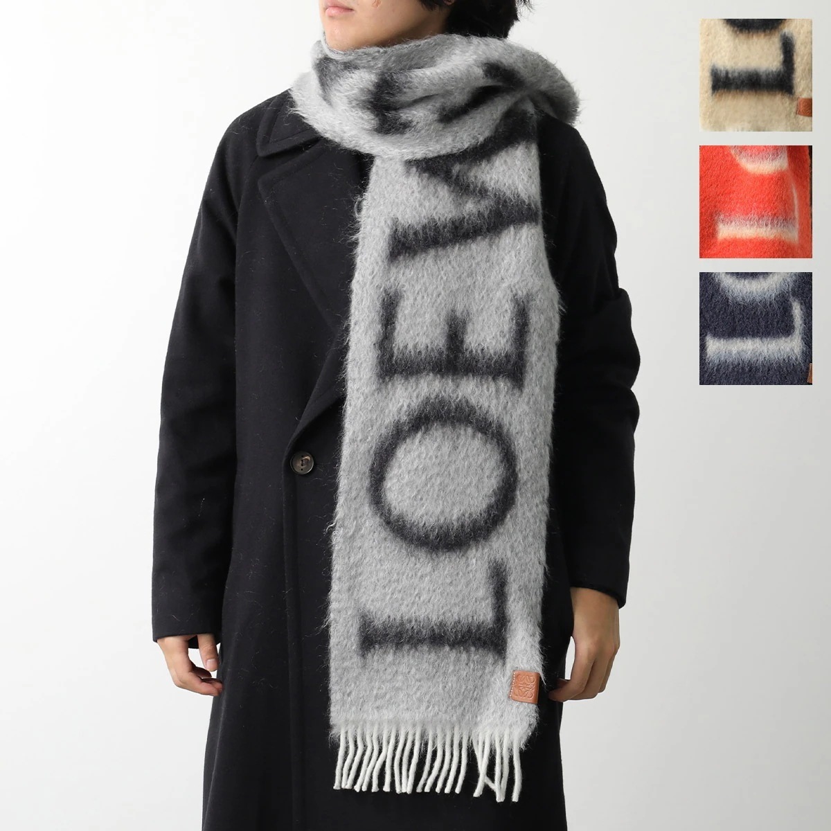LOEWE ロエベ マフラー F811257X03 メンズ モヘア ウール ロゴ アナグラム フリンジ ストール カラー4色