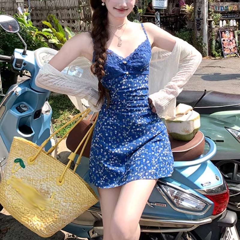 3日出荷 ワンピース ミディロング レース キャミソール 花柄 ウエストマーク V ネック レディース 夏用 スカート
