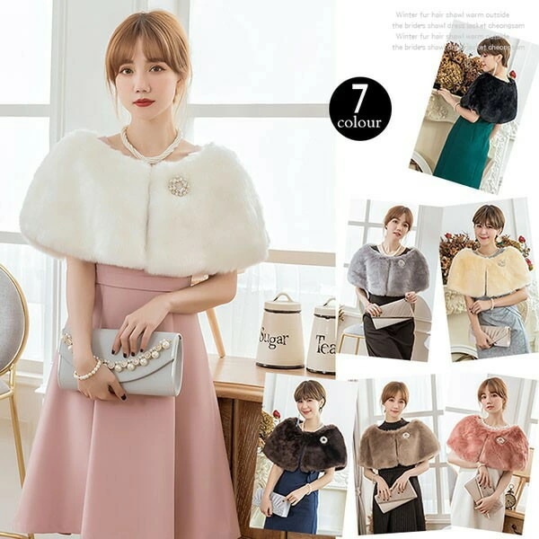 ストール 演奏会ケープ 結婚式 レディース もこもこ ドレスショール 上品 ショール ボレロ お呼ばれ 秋冬 冬 厚手 防寒 パーティードレス 二次会 謝恩会 発表会 バレンタイン 白 グレー 黒 ピ