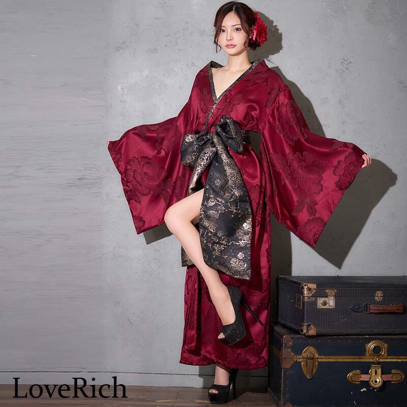 激安価格！2色ブラック ワイン 花魁 着物ドレス セクシー 着物 ドレス 着物風ドレス キャバドレス ロングドレス コスプレ 衣装 インスタ 撮影 キャバ お水 パーティー イベント艶やか花魁ス