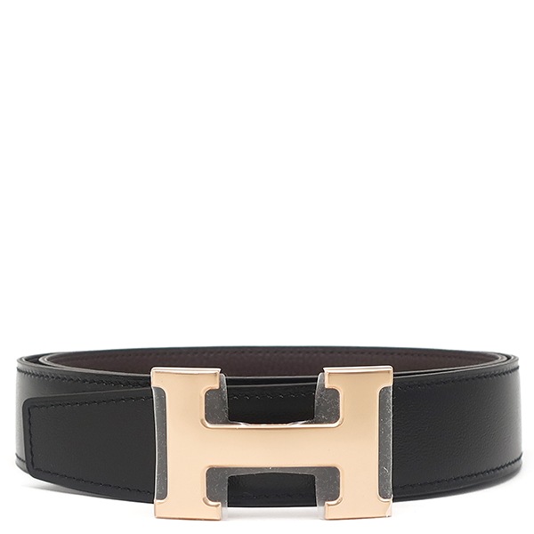 エルメス ベルト コンスタンスH ＃90 ボックスカーフ トゴ ブラック×ショコラ #90 ピンクゴールド金具 新品 未使用 黒 茶 Hバックル PG RG ローズゴールド金具 W刻印(2024年製