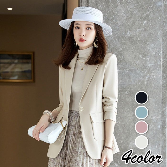 ブレザー スーツ レディース 春秋 長袖テーラードジャケット シンプル オシャレスーツ 黒ブレザー