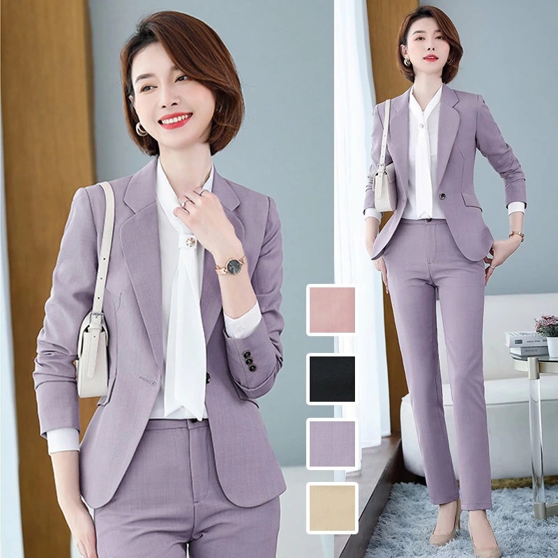 送料無料 全4色 パンツスーツ レディース パープル ブラック ピンク イエロー スーツ 2点セット カラースーツ セレモニースーツ 入学式 卒業式 入園式 卒園式 オフィススーツ 通勤 OL スーツ