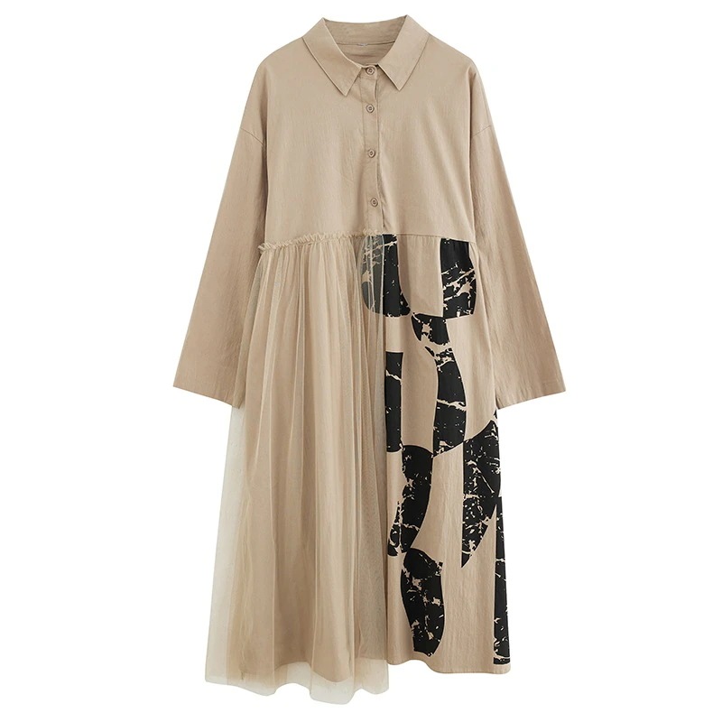 可愛い長袖シャツワンピースロングレディース大きいサイズ韓国ファッション服着痩せ効果福袋
