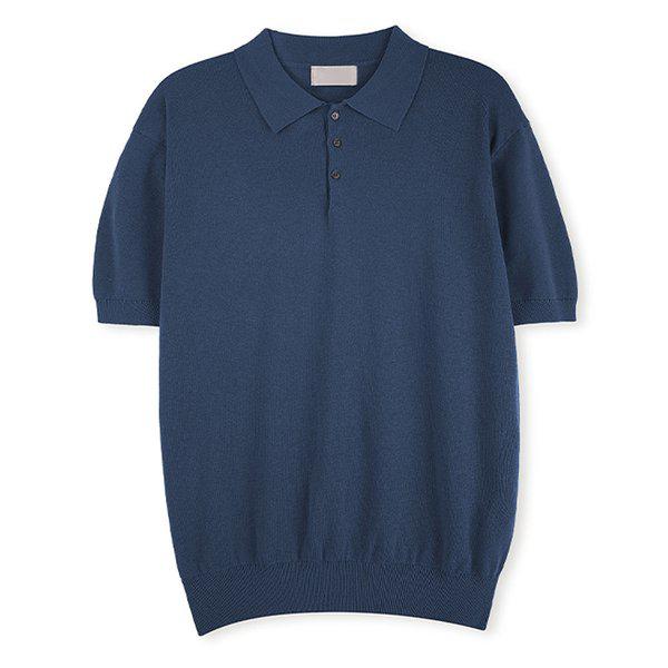 夏の男性セレブボタンカラーTシャツ半袖ニット SG1-KNH-Q010-ソラ