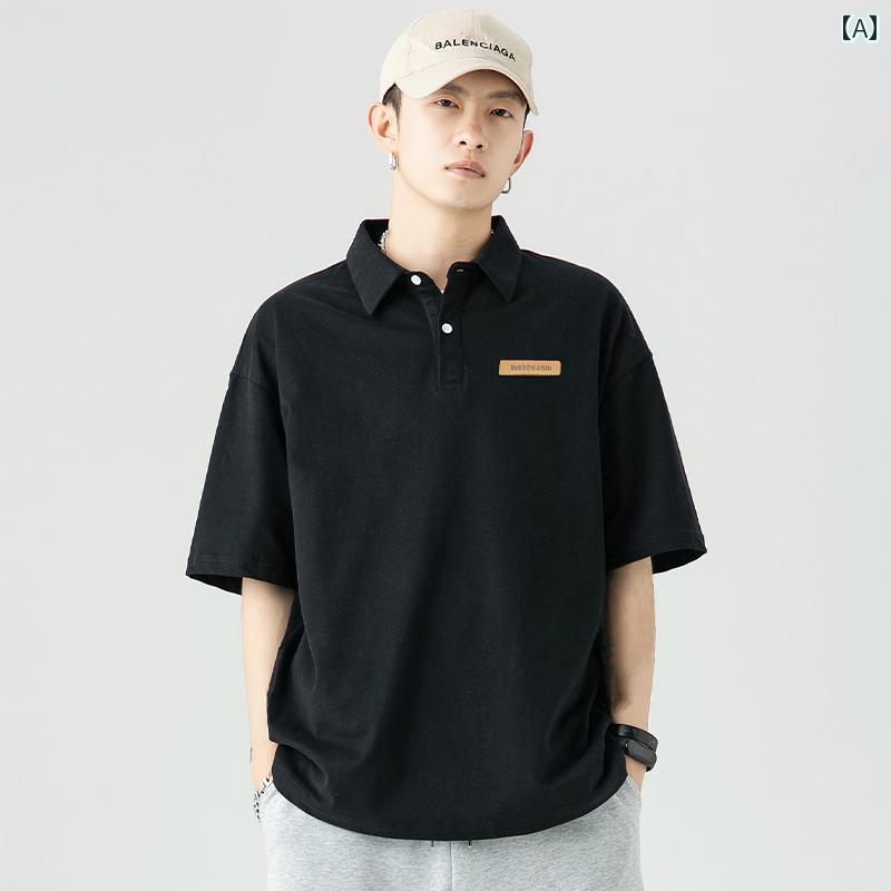 ポロシャツ メンズ 男子用 半袖 クール 男性用 夏 和風 衿 Tシャツ ワークパンツ ワークウエアショーツ コットン100 クール
