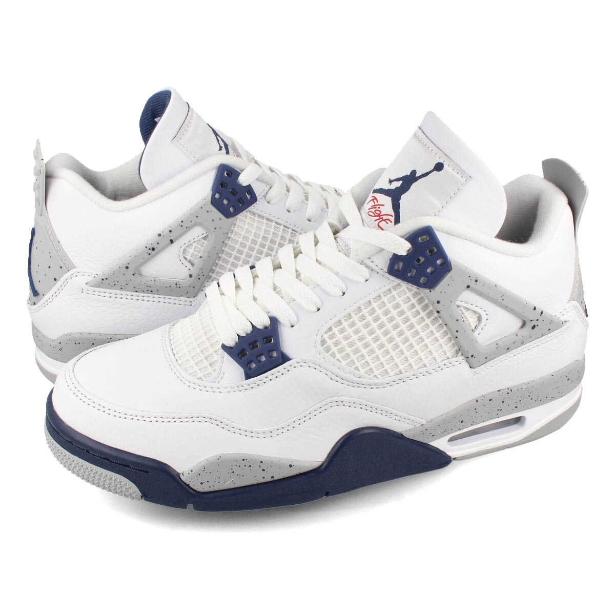 AIR JORDAN 4 RETRO WHITE/MIDNIGHT NAVY/LIGHT SMOKE GREY/FIRE RED