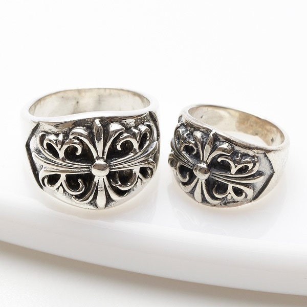 メンズリング ペアリング シルバー925製 メンズピンキーリング エンブレム フラワーエンブレム