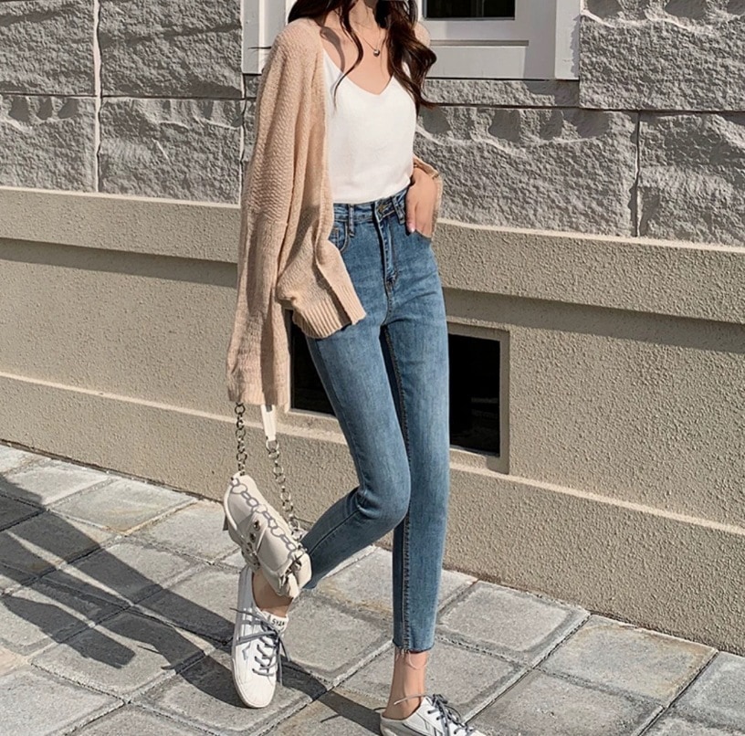 レディース パンツ ボトムス デニム9分丈 タイト ポケット ハイウエスト カジュアル おしゃれ かっこいい こなれ感 ラフ スポーティー ベーシック 無地 スキニー 20代 オールシーズン デート