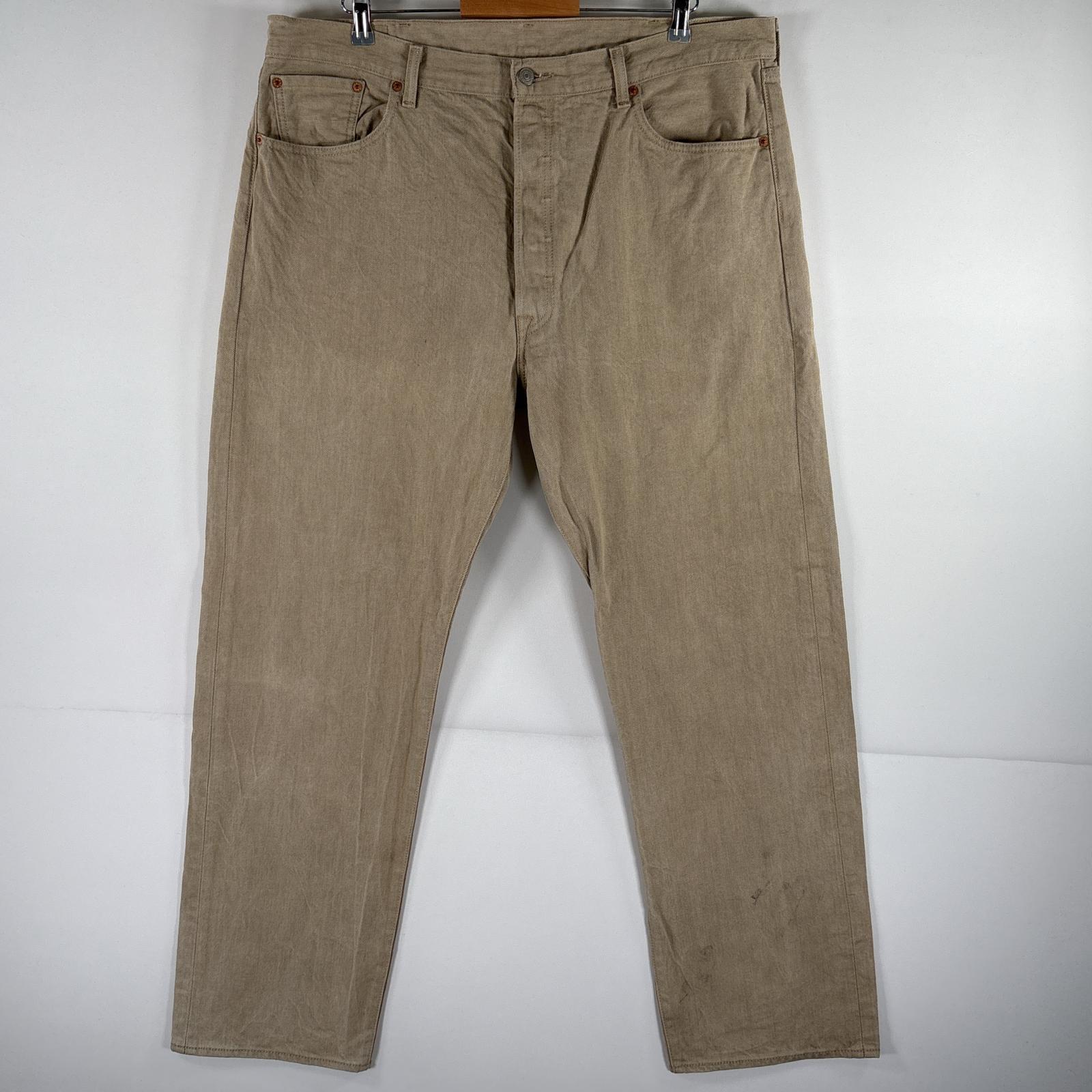 古着 デニムパンツ 501 ストレート ジーパン ボタンフライ ジーンズ 5ポケット チノパン 大きいサイズ w42 L34 ベージュ メンズ