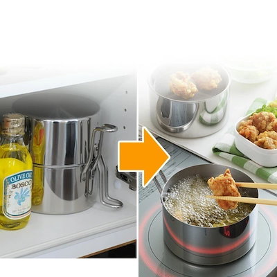 他サイト： アーネスト A-76826 取っ手も場所を取らない油ターン 14cm 天ぷら鍋 揚げ鍋の商品画像