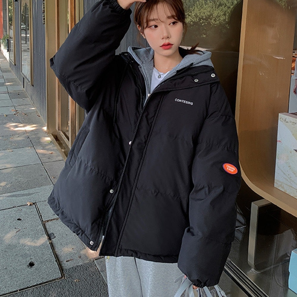 国内即納 フーデッド エコダウンジャケット重ね着風 83YATONG-072