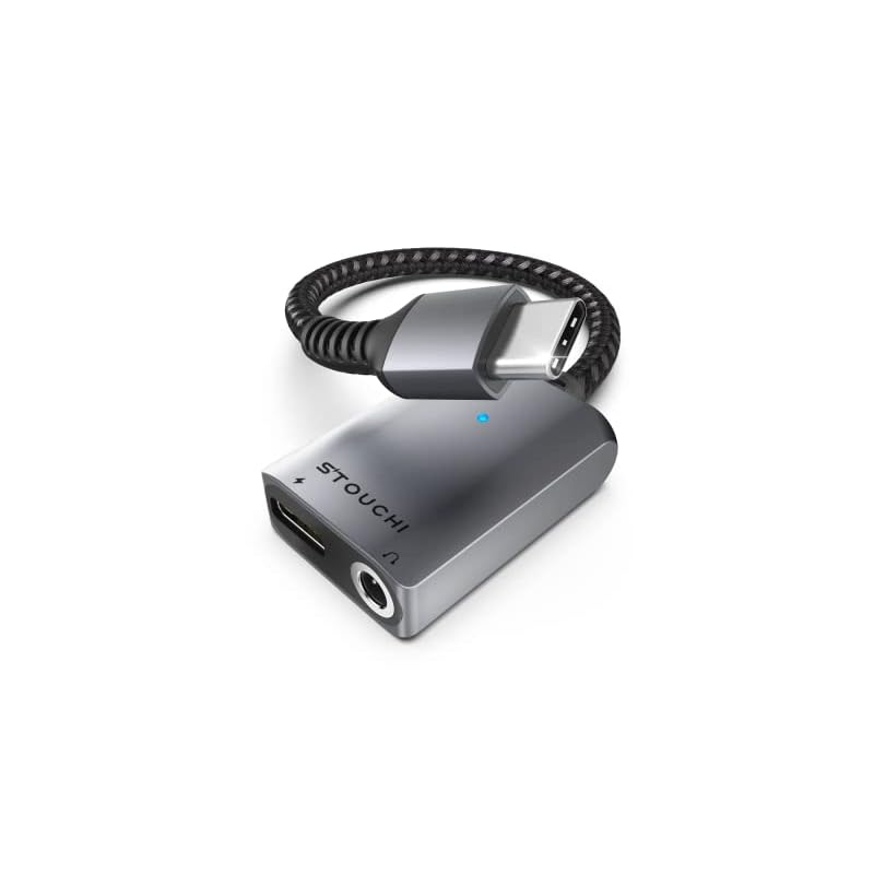 USB Type C to 3.5mm イヤホン変換アダプター Stouchi 2in1 DAC搭載 24bit/96kHz Hi-Fi音質 30W高速充電PD/QC対応 幅広い交換性 高耐久編組ナイ