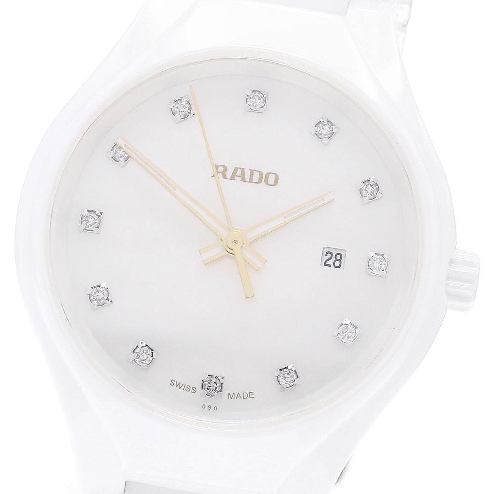 ラドー RADO R27061902 トゥルー 12Pダイヤ デイト クォーツ レディース 美品 箱・保証書付き_902244【中古】 73,480円