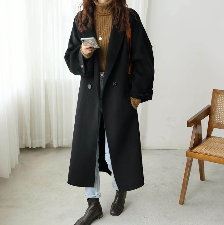 アウター コート レディース ロングコート チェスター ウール 長袖 Vネック 襟付き ベルト ウエストマーク 前開き ツイード シンプル 上品 おしゃれ エレガント モダン 都会的 ベーシック ナチ