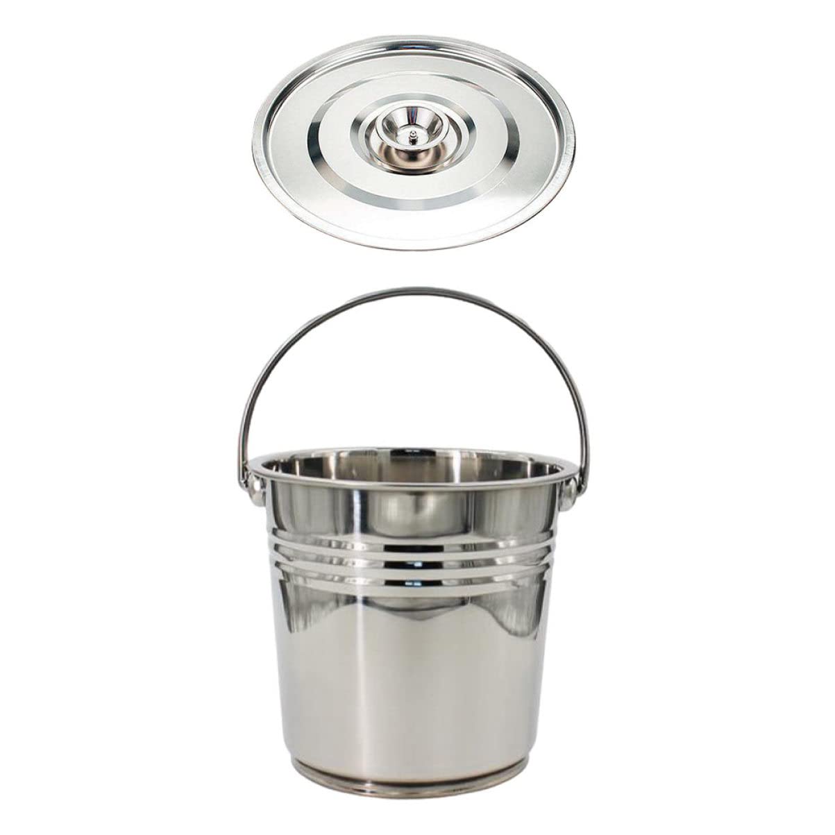 NUOLUX ステンレス製 蓋付き多目的ポータブルバケツ 10インチ 家庭用ゴミ箱 キッチンやホテルに対応 防錆設計 大容量 ふた付きバケツ