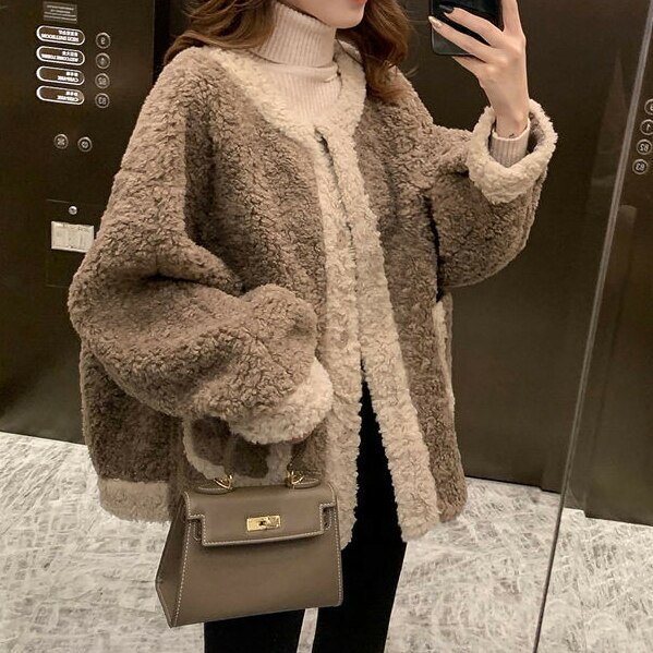 2color ジャケット ボア フリース コート 長袖 長そで もこもこ モコモコ ふわふわ バイカ