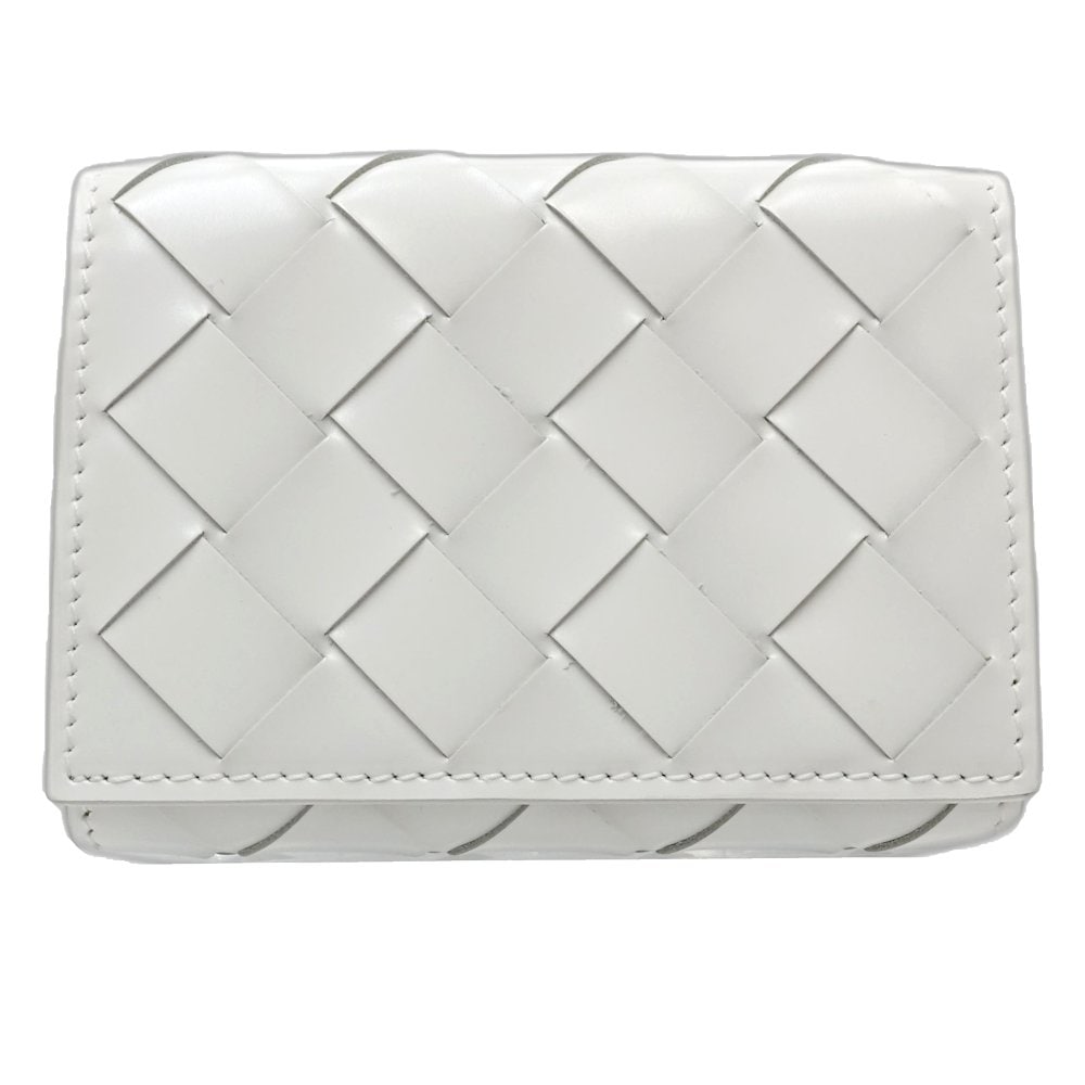 【中古】三つ折り財布 コンパクトウォレット イントレチャート レザー ホワイト レディース /181607