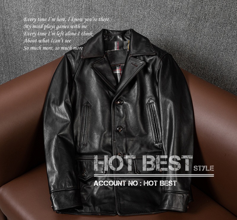 茶芯ホースハイド 30s ワークコート レザージャケット カーコート メンズ 革ジャン ブレーキマン 植物鞣し オイルレザー 馬革