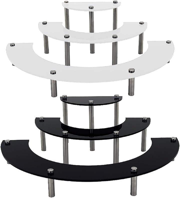 フィギュア ケース ディスプレイ ラック 透明 アクリル棚 ステージ 展示 階段(白色/黒色, 3段2個セット)