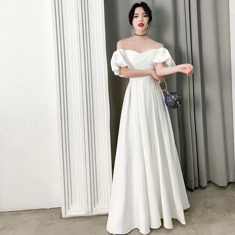 演奏会ドレス ロングドレス カラードレス オフショルダー 演奏会 発表会 ホワイト 結婚式 パーティドレス