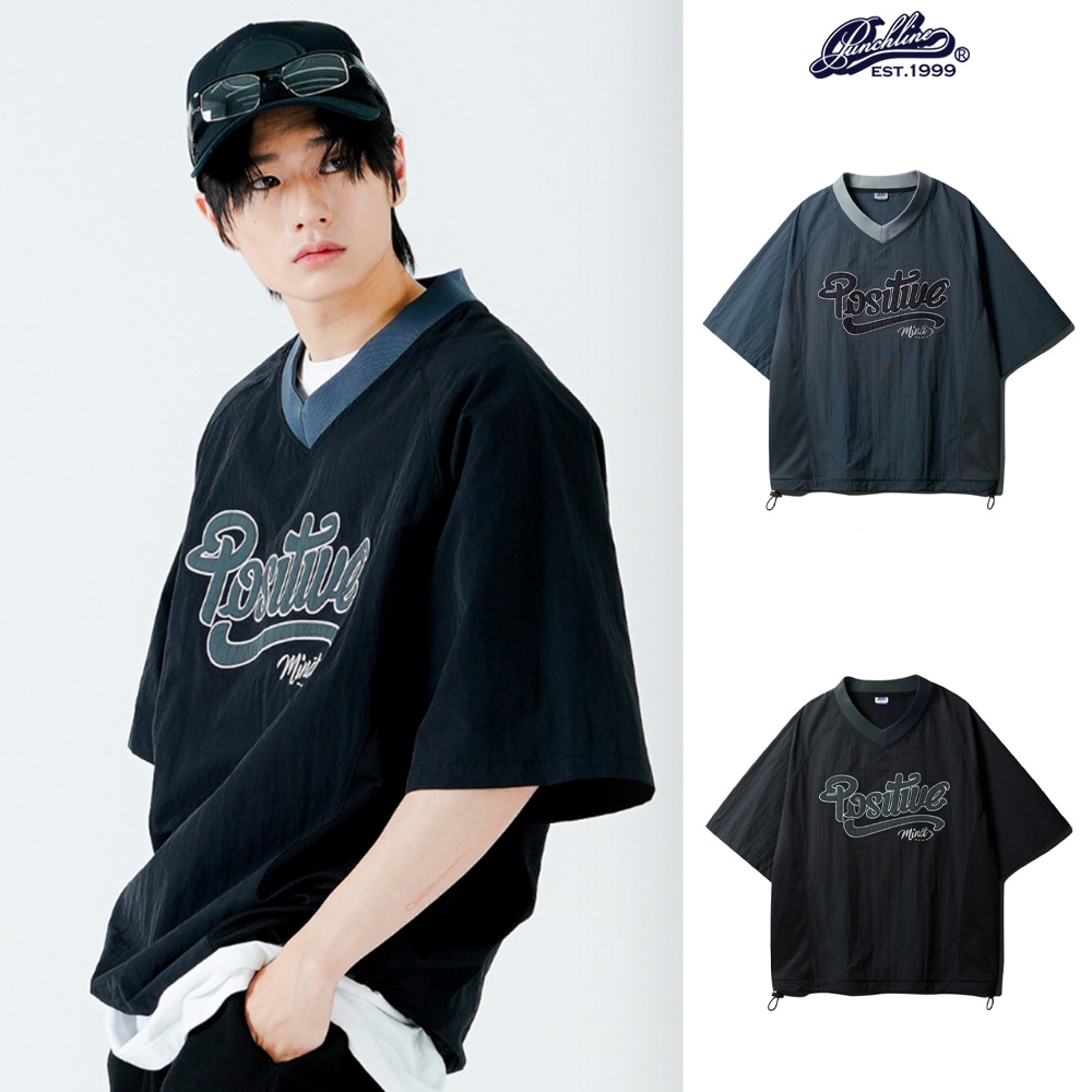 [PUNCHLINE] Positive V-neck Nylon Short Sleeve